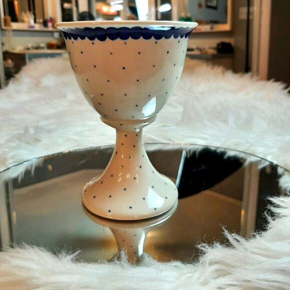 Poland Vintage Pottery Hand Made  Ceramic Goblet  #12 - Picture 1 of 7